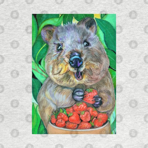 Quokka with Strawberries by mariasibireva